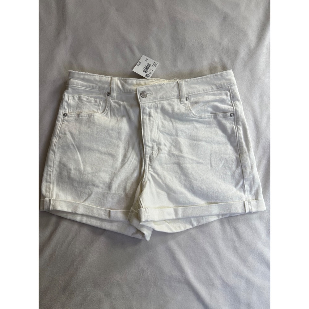American Eagle White Mom Shorts Super High Rise Stretch Size 14 32W